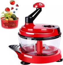 Multi-Function Manual Food Processor with Hand Crank for Choppers