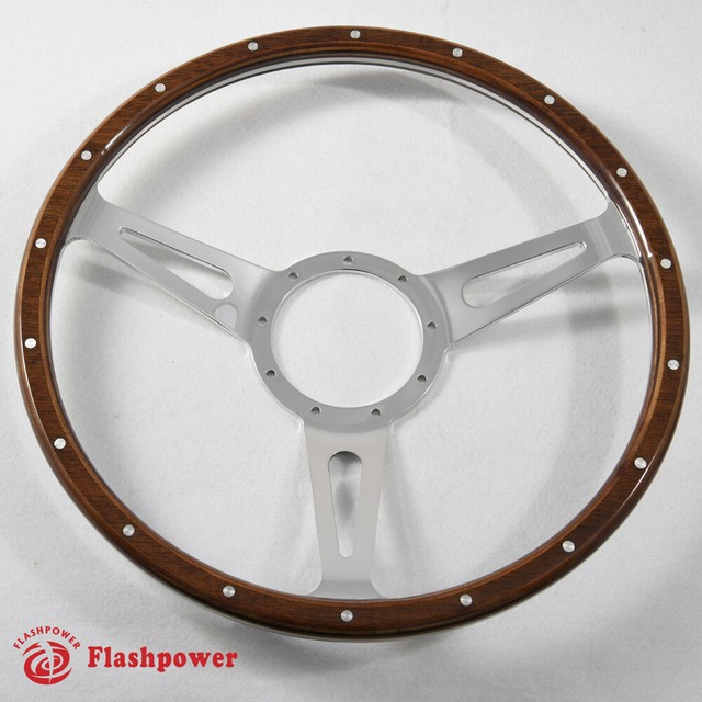 14'' Classic Riveted wood grain steering wheel Restoration MGB Midget