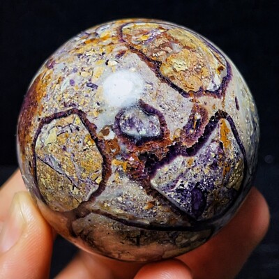 TOP 300G Natural Polished  Purple Fluorite Sphere Ball Crystal Healing A300