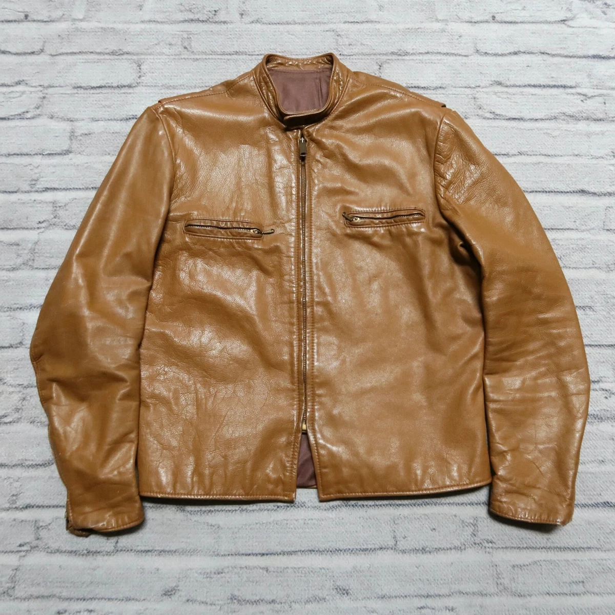 Vintage 70s AMF Harley Davidson Cafe Racer Motorcycle Jacket Brown