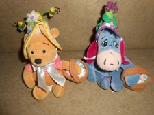 Disney's Winnie the Pooh Eeyore and Pooh Easter Bonnet Beanbag Plush Lot of 2