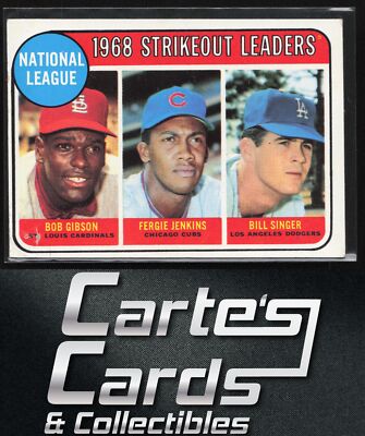 Bob Gibson Fergie Jenkins Bill Singer 1969 Topps #12 NL Strikeout Leaders HOF