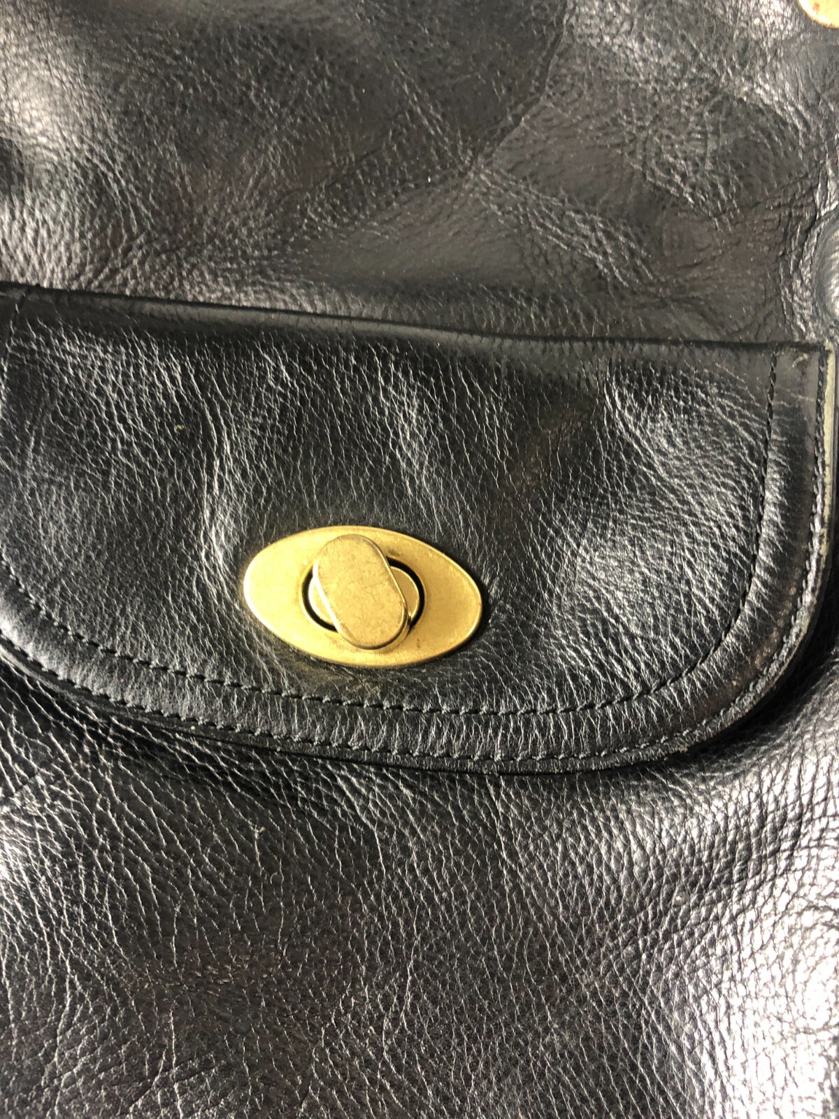 Kenneth Cole Black Leather Shoulder Bag Purse Womens Leather Vintage