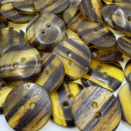 Brown/Yellow Poly Tortoise Streak Pattern Button 13mm 15mm 19mm 21mm 23mm 2hole - Picture 4 of 15