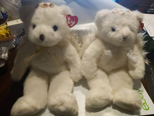 2001 Ty Classic "Divine" White Angel Teddy Bear 14" Plush Toy Animal Lot of 2