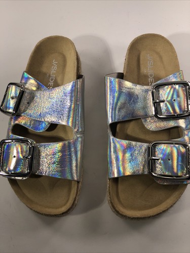 J/Slides Women Sandal Holographic Straps Cork Platform Size 5 SKU#4501 - Bild 2 von 8