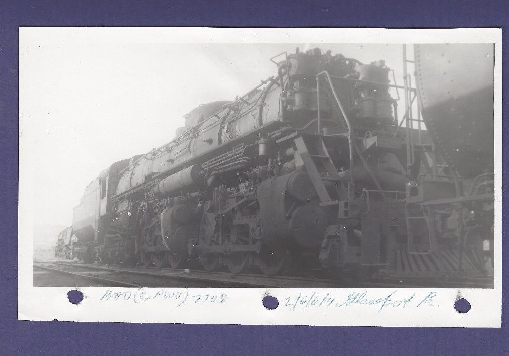 Baltimore & Ohio B&O 2-6-6-4 Steam Locomotive #7708 - Vintage B&W