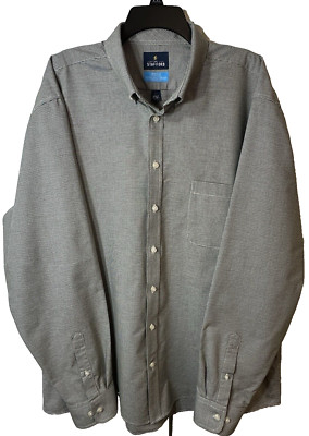 Stafford CoolMax Shirt Men's  XXLT Tall 18-18.5 38/39 Houndstooth Button-Up LS