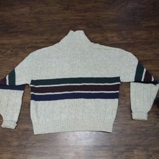 vintage eddie bauer wool sweater Made In Usa, multi color stripes XL,great shap