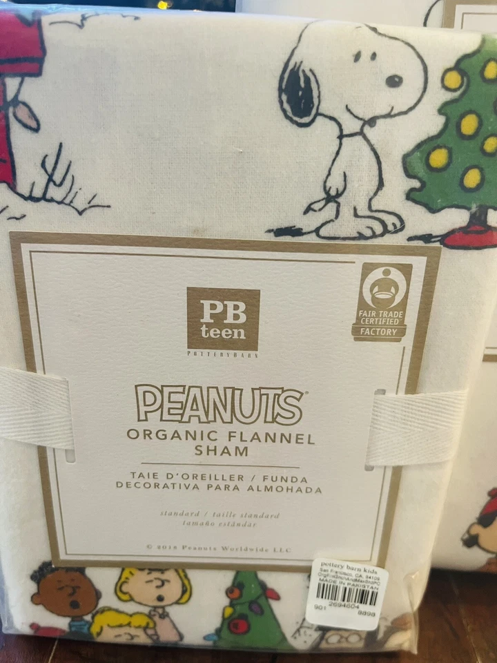 Pottery Barn Peanuts Snoopy Christmas Twin Duvet Sham Set Rare HTF New Teen - Image 2 of 4
