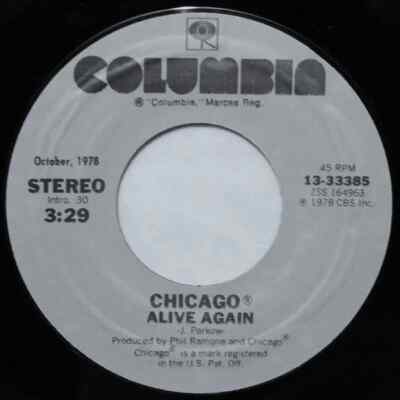 Chicago Alive Again / No Tell Lover Vinyl Single 7inch Columbia