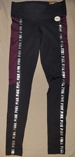 NWT Victoria's Secret PINK X-Small Black/Maroon Cozy Leggings BRAND NEW 