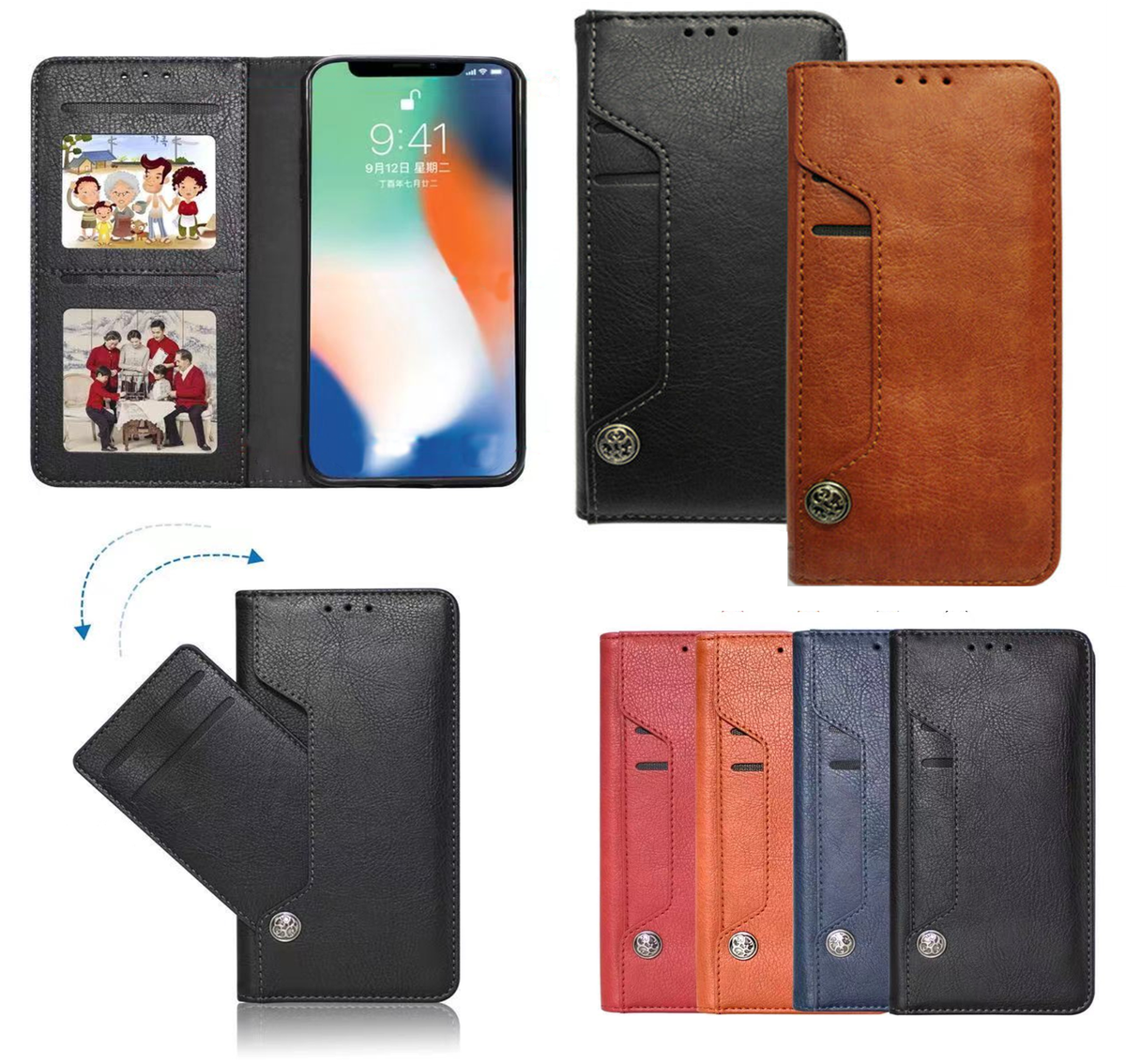 FLIP LEATHER CASE COVER FOR APPLE IPHONE 15 12 14 13 SE XS