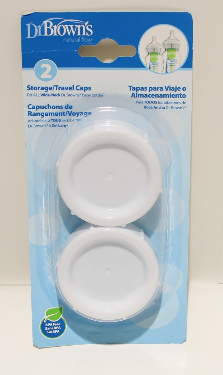 SEALED Brown's Wide-Neck Bottle Travel Storage Caps 2pk