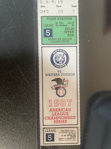 Boleto del Juego 5 de los Tigres de Detroit ALCS Minnesota Twins 1987
