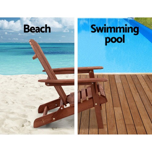Gardeon Adirondack Outdoor Chairs Wooden Foldable Beach Chair Patio Furniture Br - Picture 11 of 12