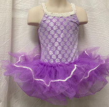 Lace front XSch lilac dance costume ballet ruffle hem adjustable strap