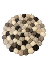 NEW Handmade 8” Multicolor Felt Balls Trivet Cushion Nepal Wool Pom Pom Round T6