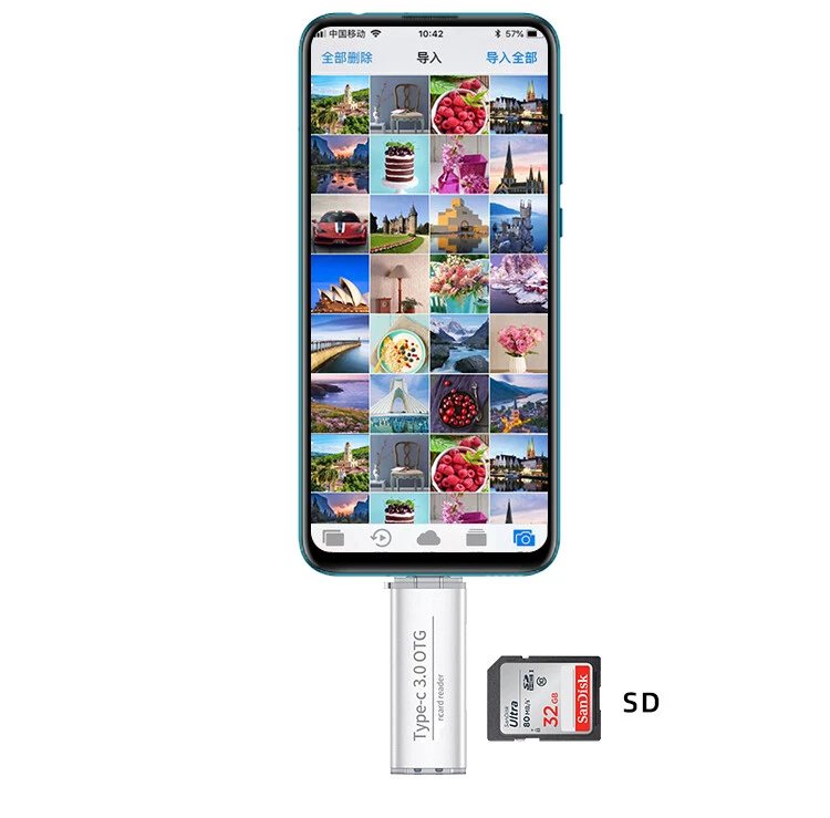 USB 3.0 U Flash Disk SD TF Card Reader fr Macbook Samsung S8 S9 Type C OTG Phone - Image 3 of 4