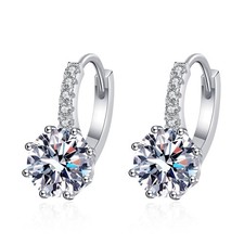 HUGE 4CT D/VVSI Moissanite 925 Sterling Silver Huggie Hoop Earrings for Women