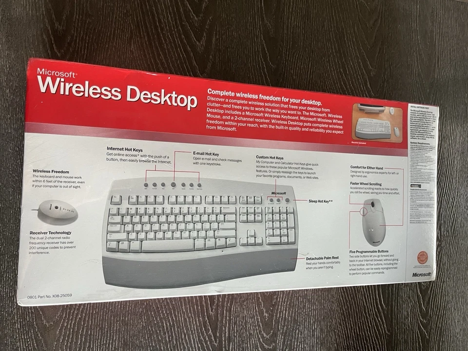 RARE Microsoft Wireless Desktop Keyboard Wheel Mouse Sealed - Image 3 of 3