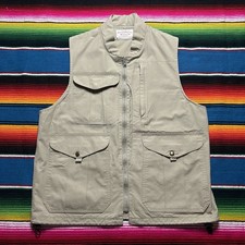 Vintage CC Filson Travel Vest Mens M/L? Beige Zip Pockets Utility 556 USA Made