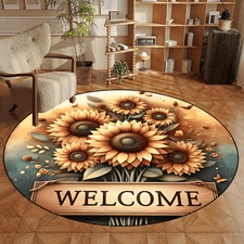 100 100cm 1pc Thanksgiving Non-Slip Resistant Round Mat - Machine Washable Polye