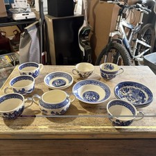 13 Piece Japanese Vintage Blue White Ceramic Tea Set Look