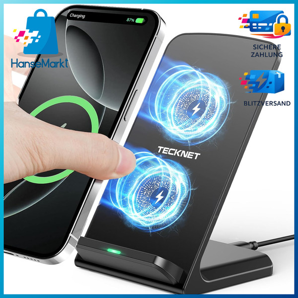 Wireless Charger Stand 15W Qi Induktive Ladestation FüR Smartphone Tablet-image