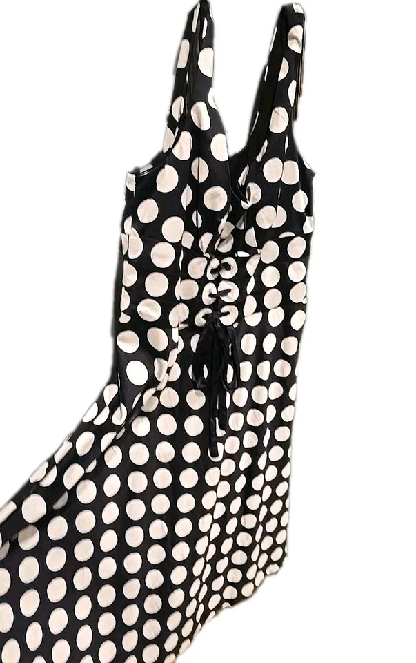 Vestido DONNA RICCO New York Vaina Lápiz Sol Negro Blanco Lunares Talla 10. Gor Foto 3 de 4