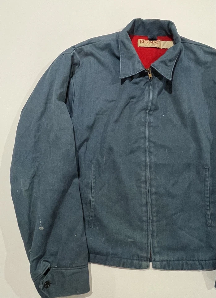 Chaqueta Forrada Big Mac Edredón Vintage Años 80 70 Azul Marino Rojo Gran Tamaño Cremallera Retro Talla XL Foto 4 de 4
