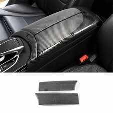 Cover Trim Armrest Box Panel Middle Console Carbon Fiber For Benz 15~21 C~Class