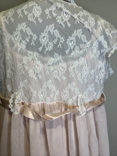 American Maid Nachthemd und Morgenmantel Set Rosa Spitze und Chiffon Größe 11 - Bild 8 von 12