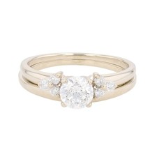 .64ctw Round Diamond Solitaire w/Accents Wedding Set Rings 14k White Gold Size 5