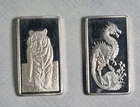 Lot of 2 – 2.5 Gram .999 Silver Bars 🐉 Dragon & 🐅 Tiger Designs