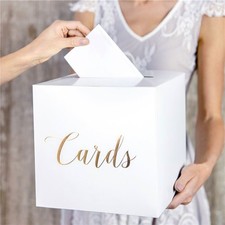 White and Gold Wedding Cards Box, Wedding Cards Post Box, Party Cards Box