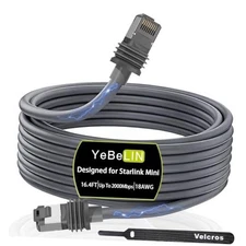 16.4FT Waterproof Ethernet Cable for Starlink Gen 3 & Mini - 24AWG Gold 16.4ft