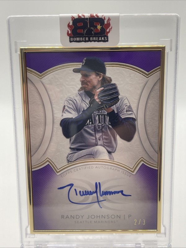 2018 Definitive Randy Johnson Gold Framed Auto Purple 2/3 SSP Seattle Mariners