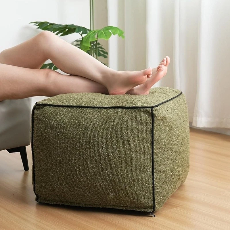 Puf moderno otomano reposapiés relleno de espuma taburete decorativo sala de estar verde nuevo Foto 4 de 4