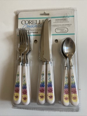 Corella Coordinates 12 Piece Stainless Steel Flatware Summer Blush New