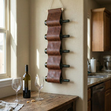 Personalized Leather Wall Hanging Wine Rack, Bottle Holder Wine Display