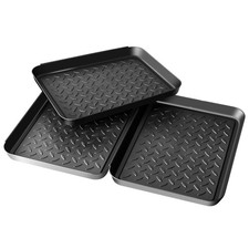 Boot Mat Tray for Floor Protection,3 Pack Black Shoe Tray,Boot Drying Mat w/L...