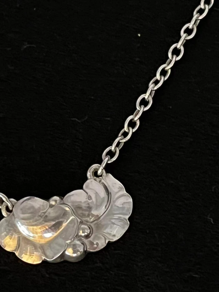 Collana con ciondolo foglia in argento sterling Georg Jensen Danimarca 9 g co... - Immagine 4 di 4