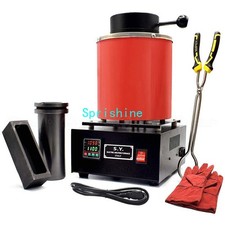 ✅3KG Electric Melting Furnace Gold Silver Copper Melter with Graphite Crucible 1400W