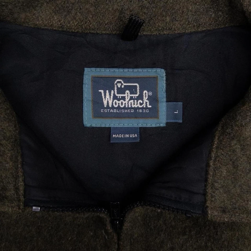 Vintage Woolrich Olive Green Full Zip Wool Bomber Jacket Size Large Made In USA - Image 3 of 4