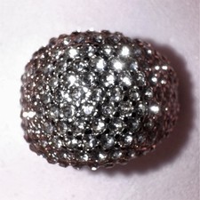 Silver Tone Dome Cocktail Fashion Ring Pav Setting with Clear Round Crystals