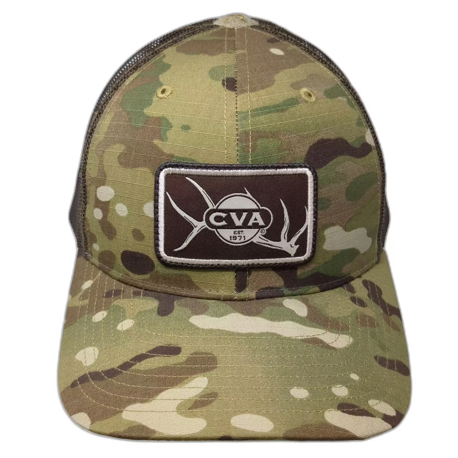 Richardson CVA Trucker Hat Green Brown Camo One Size Snapback Mesh Adjustable