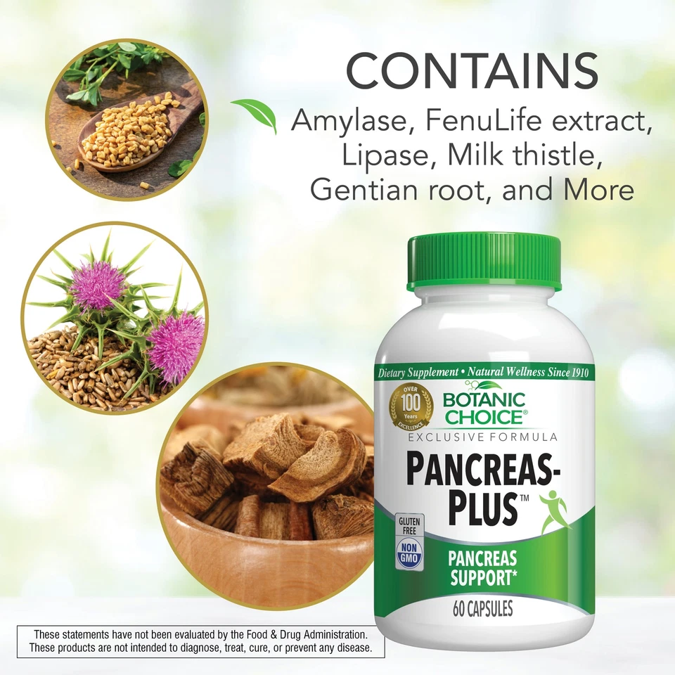 Suplemento dietético Botanic Choice Pancreas-Plus™, 60 cápsulas Foto 4 de 4