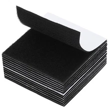 12 Pack Hook and Loop Strips Square Tape Double Sided 4" x 4", Black