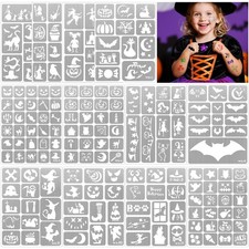 192 PCS Halloween Temporary Tattoo Stencils for Kids, Face and Body Paint Ste...